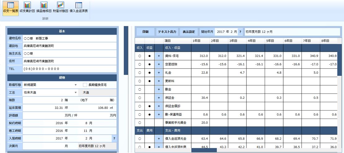 収支一覧表